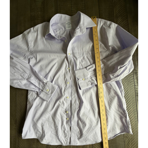 Brooks Brothers Non-Iron Stretch Supima Micro Plaid Cotton Dress Shirt 16-33 - Picture 3 of 4